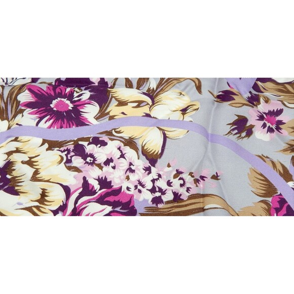 Hermes Scarf Heart Border Floral Print JEKBIR Lettering Grey Violet - Picture 12 of 16